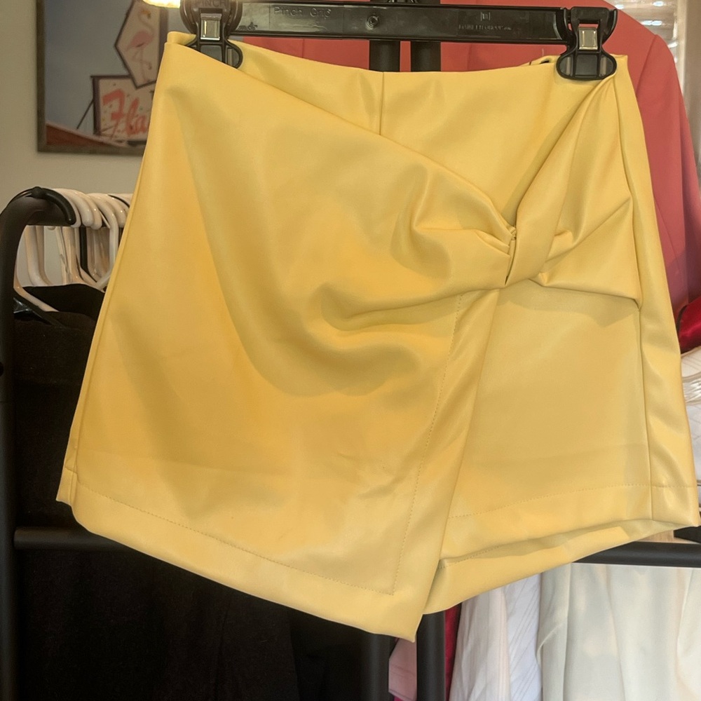William B.  Vegan leather Yellow Women's skort